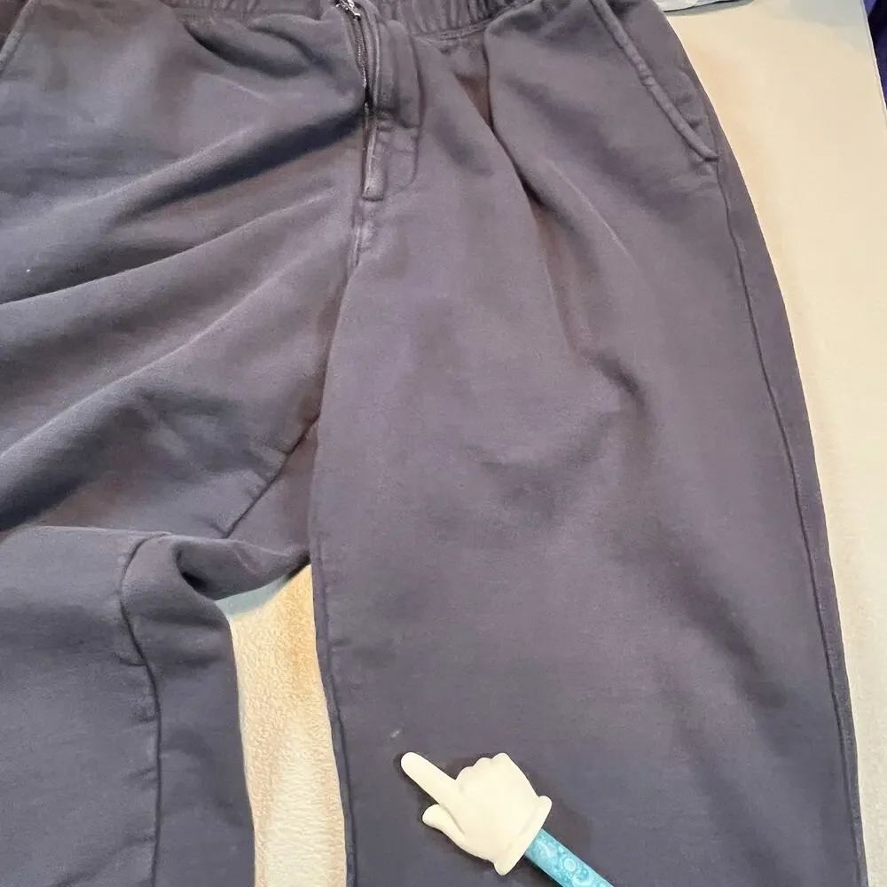 LL Bean Fleece Sweatpants Joggers Size XL Zipper Fly Pocket Blue Athletic 508146
